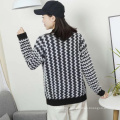 Turtleneck hand knitted sweater women warm stripe pullover top sweaters ladies